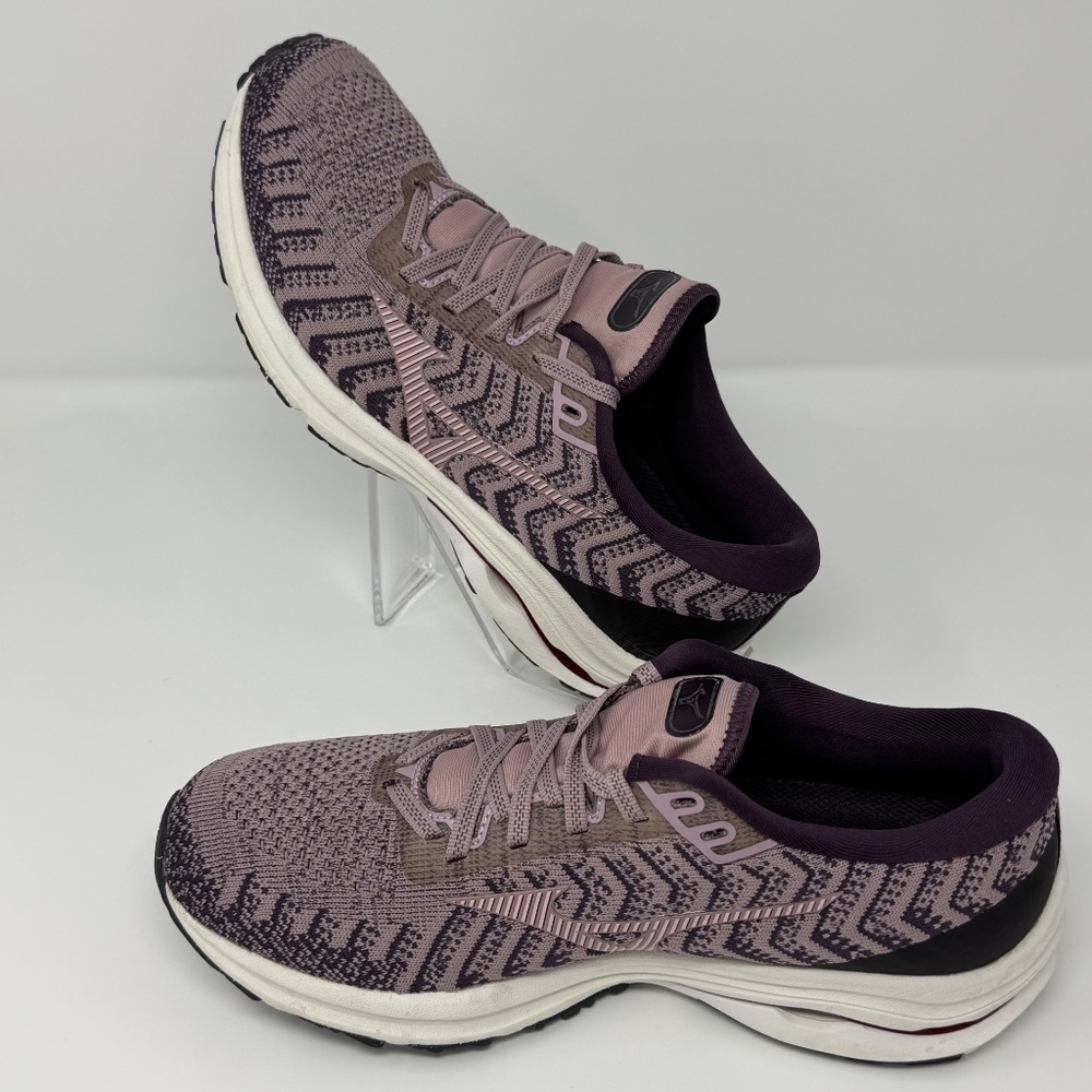 Mizuno Wave Rider 24 Waveknit Women’s Size 9.5 Woodrose Pale Lilac Running Shoes - Picture 7 of 11
